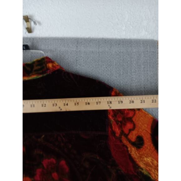 Chicos Fleece Jacket Womens 2 Large Purple/Red Floral Soft Silk Blend Luxury - Picture 9 of 14